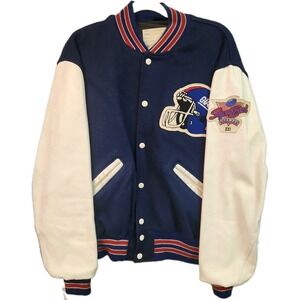 Delong NFL New York Giants Wool Lettermen Jacket Mens Size 44 Vintage 80s 90s